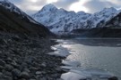 Aoraki/Mt Cook with Hooker glacier and frozen Lake