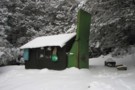Slip Flat Hut in the snow