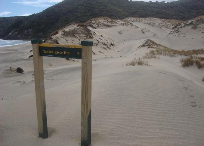 Signpost in the dunes at Smokey Beach