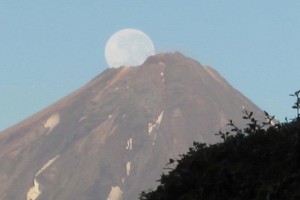Full moon over Mt Taranaki