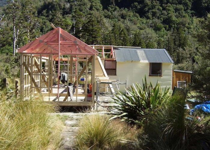 Building extensions Cedar Flat hut   9.03.12