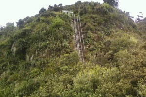 ladder over volcanic