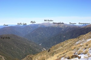Southern Crossing and south Tararua peaks from High Ridge.