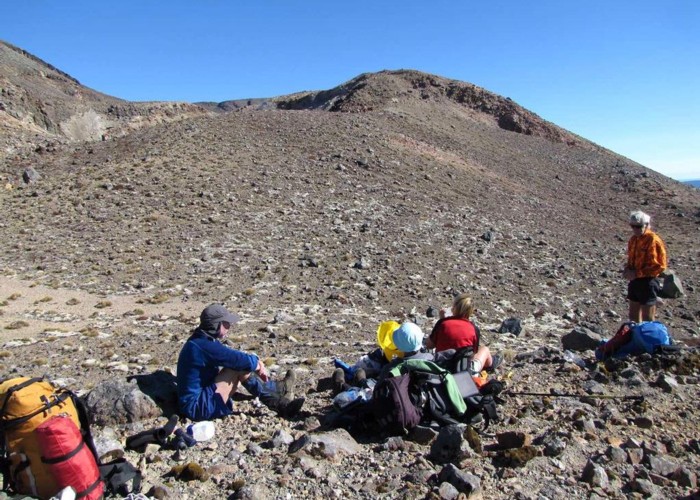 Having lunch at Upper Te Mari Crater May 2012