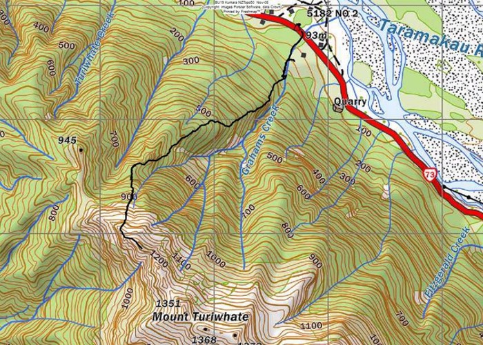 Mt Turiwhate track map