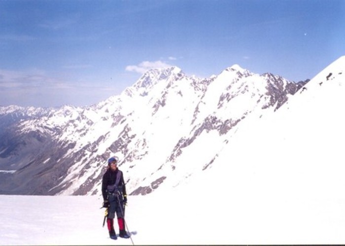 Standing in Graham Saddle with Cook & Tasman to the right
