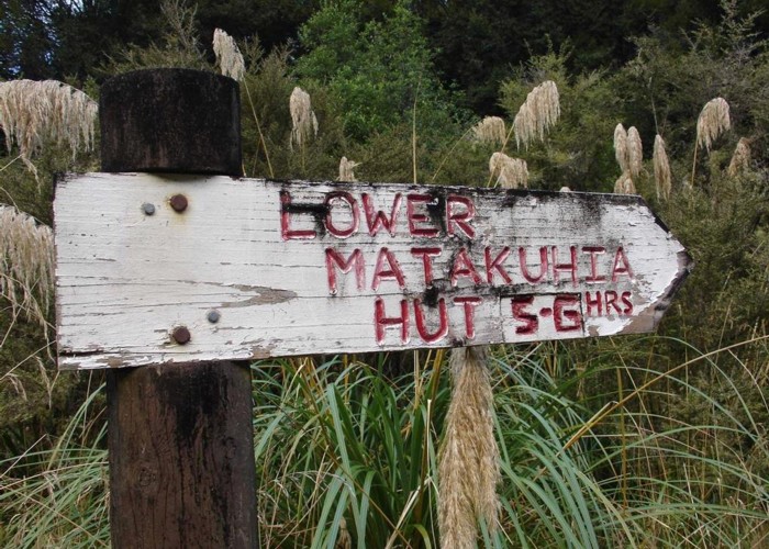 Sign at Upper Matakuhia Hut